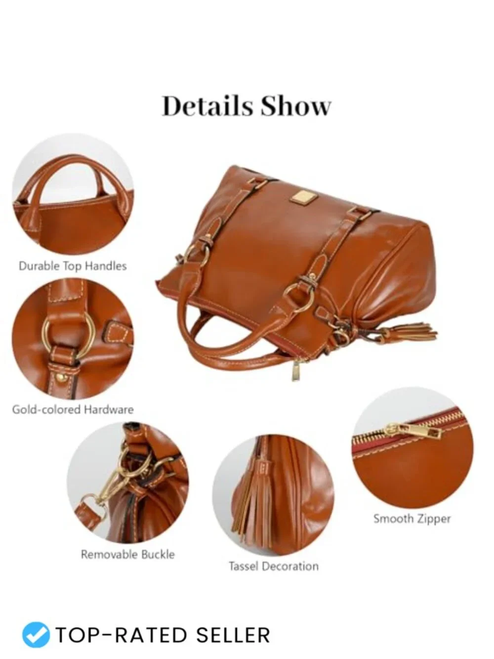 Women's PU Leather Satchel Crossbody Handbag Large Capacity Shoulder Tote